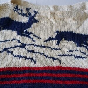 Reindeer Knit Sweater with Stripes
